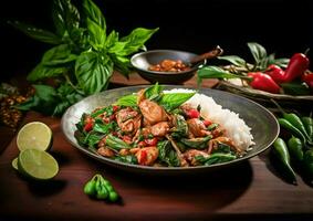 ai généré authentique thaïlandais cuisine reflétant thaïlandais culture. photo