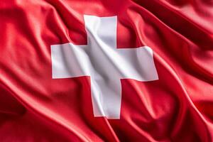 agitant drapeau de Suisse. nationale symbole de pays et Etat photo