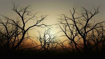 contour de des arbres et branches sur le ciel. silhouette concept photo