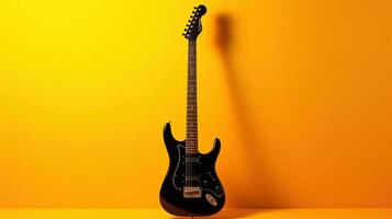 horizontal électrique guitare silhouette sur une Jaune Contexte photo