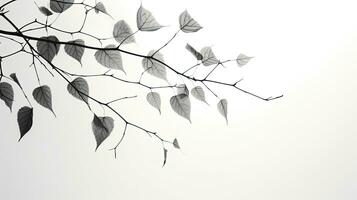 floue noir et blanc ombres de le feuillu arbre sur une gris Contexte. silhouette concept photo