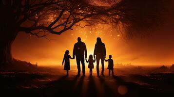 illustration avec silhouettes de une famille photo