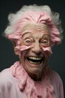 portrait femme vieux Accueil choc surprise des lunettes effrayant ouvert Halloween adulte photo