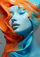 portrait femme beauté Créatif art peindre mode coloré visage bleu liquide photo