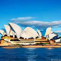 Sydney opéra maison avec mer et bleu ciel ai générer du bleu ciel photo