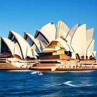 Sydney opéra maison avec mer et bleu ciel ai générer du bleu ciel photo