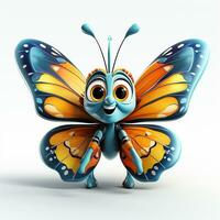 3d carton une mignonne papillon blanc Contexte photo