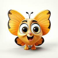 3d carton une mignonne papillon blanc Contexte photo