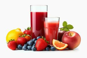 illustration de différent fruit jus et smoothies photo