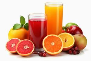 illustration de différent fruit jus et smoothies photo