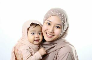 asiatique famille par mère musulman de la mère journée l'amour famille ai généré photo