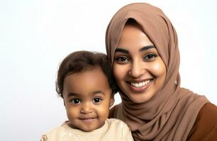 asiatique famille par mère musulman de la mère journée l'amour famille ai généré photo