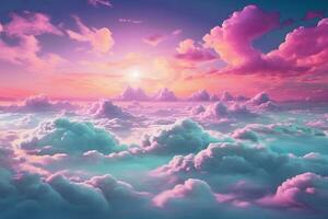 magnifique vue de coloré des nuages dans le ciel avec Extérieur esthétique style à crépuscule ai génératif photo