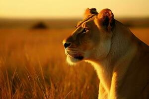 les Lions dans le savane prêt à chasser ai génératif photo