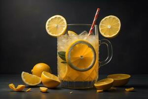 verre de limonade avec Frais citrons. ai génératif photo