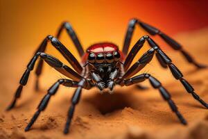 sauter araignée fermer sur solide Couleur arrière-plan, espace de copie. ai génératif photo