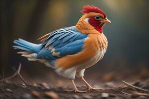 coloré poulet sur une solide Couleur arrière-plan, studio photo. ai génératif photo