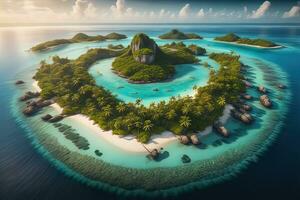 tropical plage avec paume des arbres et blanc sable. ai génératif photo