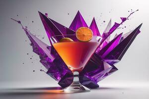 cocktail dans une verre sur une solide Couleur Contexte. ai génératif photo