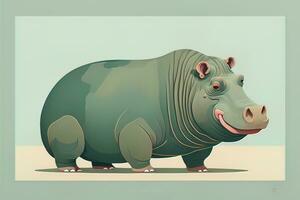 hippopotame permanent sur ses de derrière jambes. vecteur illustration. ai génératif photo