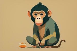 vecteur illustration de une singe. dessin animé style. ai génératif photo