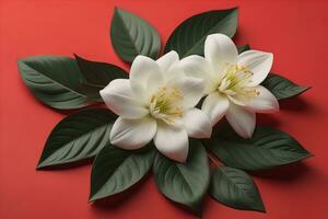 magnifique blanc fleurs sur une foncé Contexte. fermer. ai génératif photo