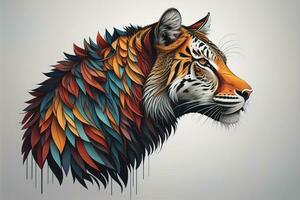tigre tête avec coloré Contexte. ai génératif photo
