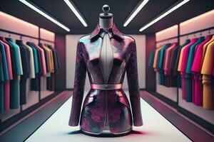 futuriste mode mannequin dans le magasin. ai génératif photo