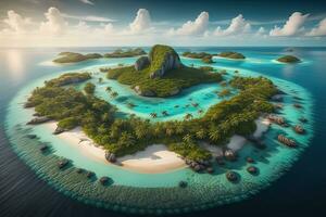 tropical plage avec paume des arbres et blanc sable. ai génératif photo