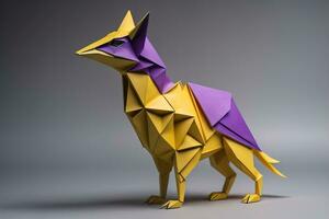 papier origami animal isolé sur solide Couleur Contexte. ai génératif photo