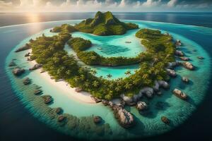 tropical plage avec paume des arbres et blanc sable. ai génératif photo