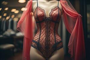 sensuel lingerie sur une mannequin. ai génératif photo