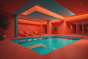 nager bassin dans une moderne villa, ai génératif photo
