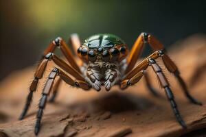 sauter araignée fermer sur solide Couleur arrière-plan, espace de copie. ai génératif photo