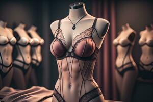 sensuel lingerie sur une mannequin. ai génératif photo