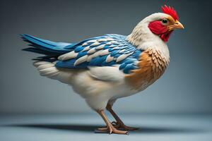 coloré poulet sur une solide Couleur arrière-plan, studio photo. ai génératif photo