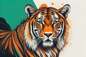 tigre tête avec coloré Contexte. ai génératif photo