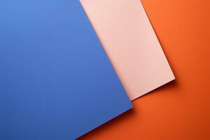 bleu et rose coloré papier sur Orange Contexte ai génératif photo
