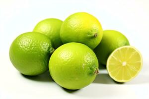 citron vert isolé sur blanc Contexte avec plein profondeur photo