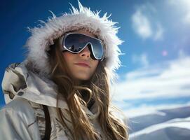 skateur les filles planche a neige sur Haut de Montagne photo