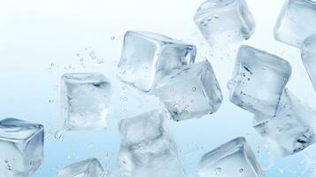 la glace cubes sur blanc Contexte photo