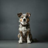 portrait mignonne de une chien et une chat à la recherche à le caméra dans de face de une blanc Contexte photo