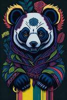 une détaillé illustration de une Panda pour une T-shirt conception, fond d'écran, mode photo