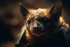 mignonne chauve souris fermer. ai génératif photo