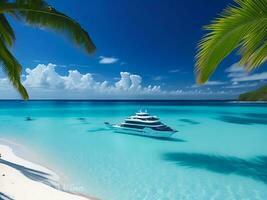 tropical beach with boat