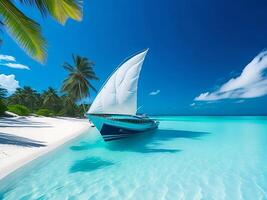 tropical beach with boat