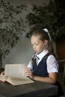 primaire école fille, dans école uniforme photo