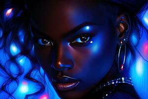 magnifique 3d ilustration de africain américain femme. ai génératif photo