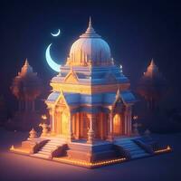 ai vision pour moderne hindou temple nuit scène imagerie photo