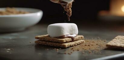 fraîchement cuit fait maison Chocolat puce biscuits sur une en bois table généré par ai photo